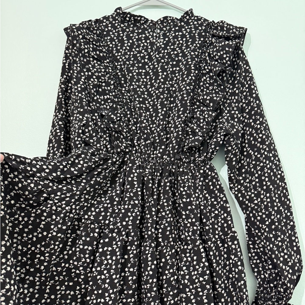 Black Floral Long Sleeve Dress